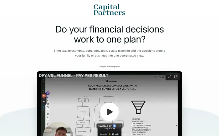 Landing page preview for Capital Partners